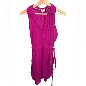 Anthropologie Maeve Batavia Fuchsia Pink Metallic Thread Sleeveless Tunic Top 💗